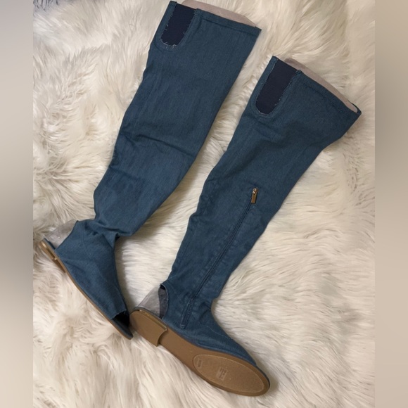 NWT BAMBOO blue denim thigh high open toe and heel 🙂 - Picture 3 of 5